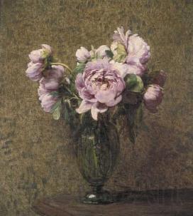 Henri Fantin-Latour Glazen vaas met pioenen